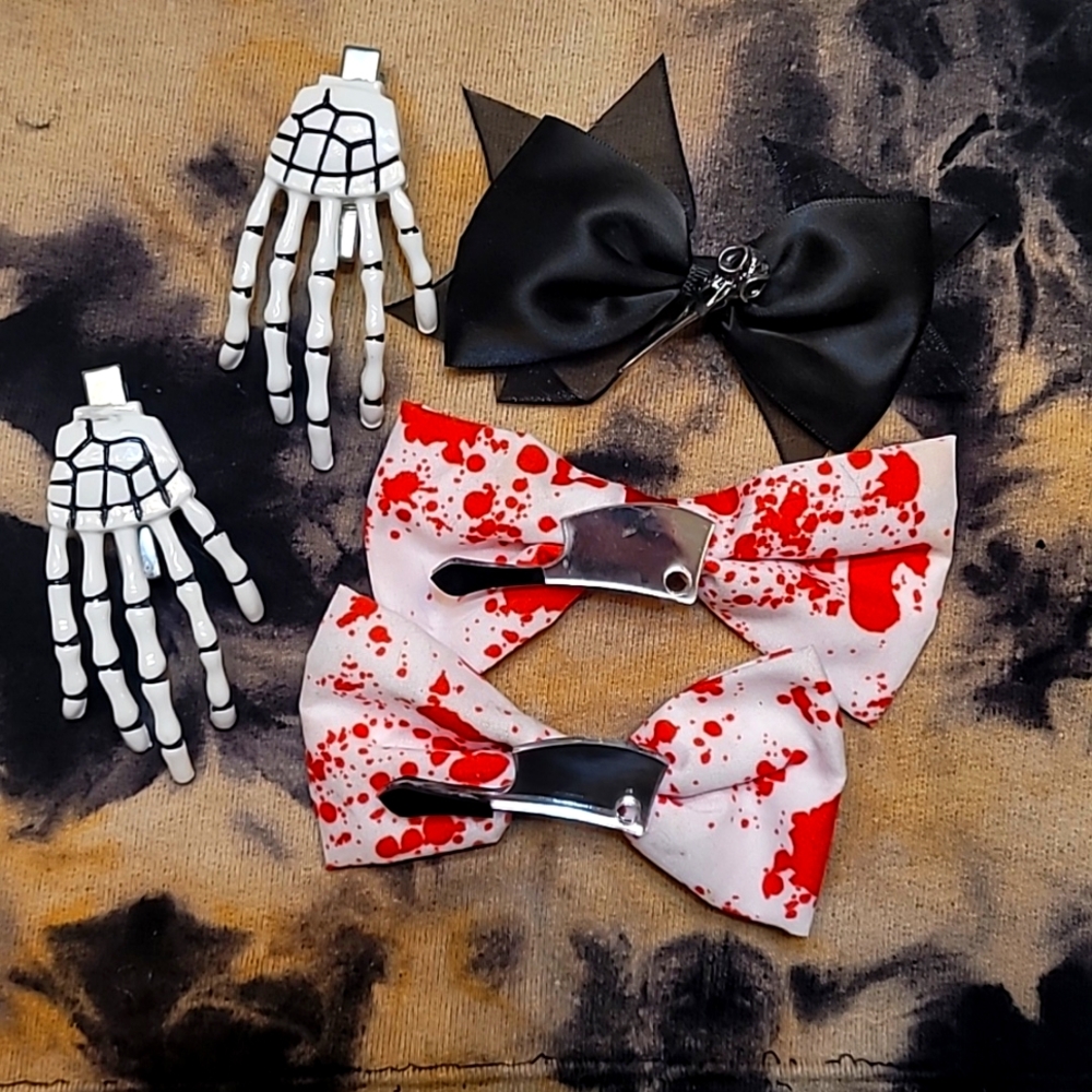 Lot of 5 Halloween Gothic Goth Style Hair clips